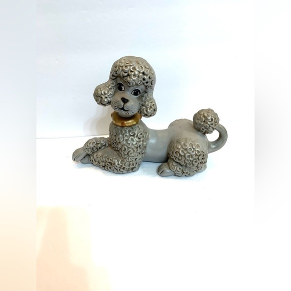Vintage Atlantic Mold Ceramic Grey Poodle Figurine Statue 1970s Kitsch - Picture 2 of 7